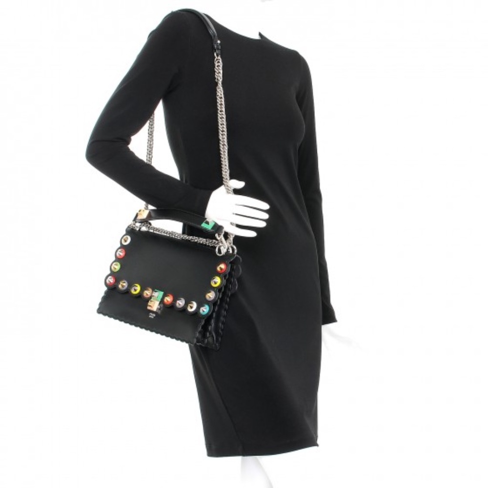 NEW Fendi Calfskin Studded Kan I Shoulder Bag - Picture 2 of 15